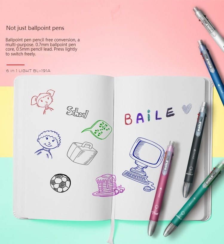 6 in 1 MultiColor Pen Ballpoin - огляд і ціна Staedtler Pencil Lumocolor