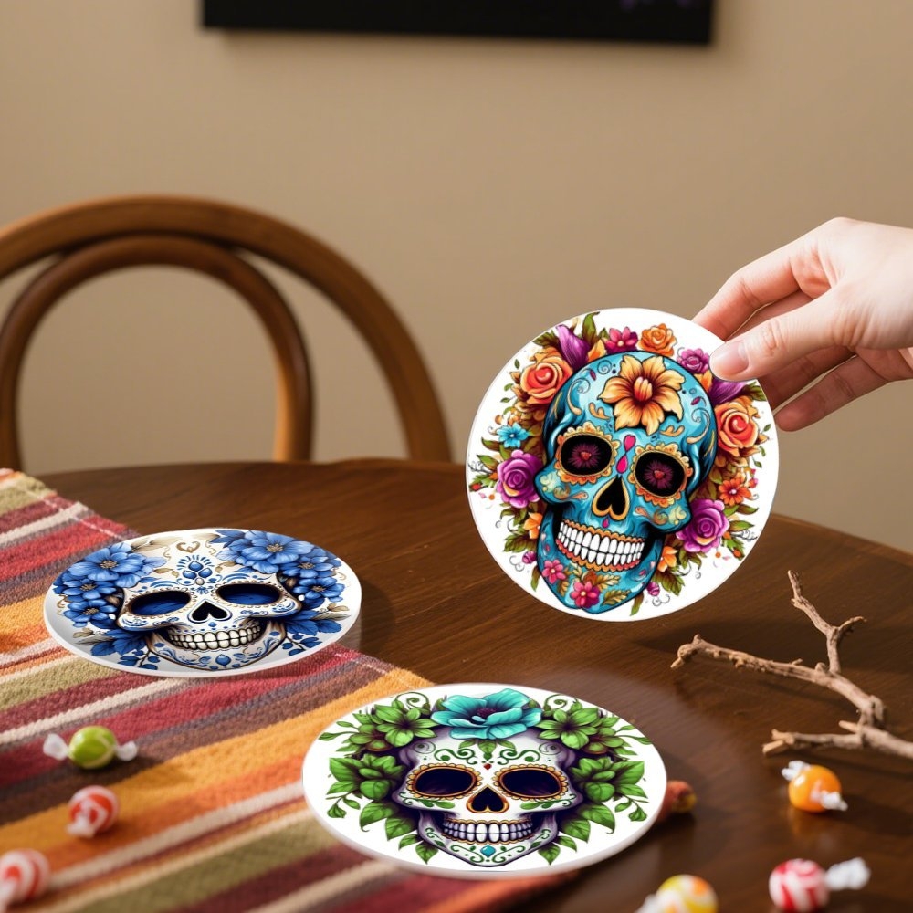 6pcs Halloween Skull Wooden Cu - огляд і ціна Coaster Sublimation Blank